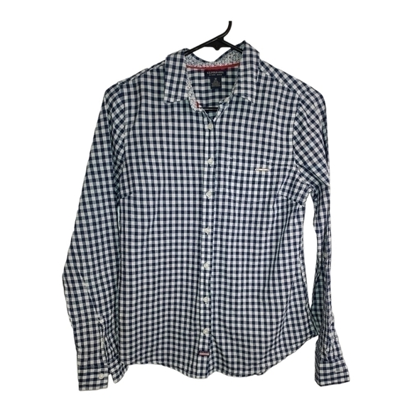 Us Polo Blue/White Gingham LS Button-Down Shirt Top M - Picture 1 of 9